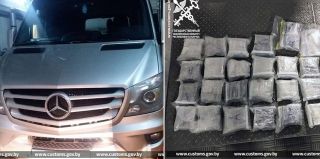 Приехал в "Бенякони" на Mercedes с 27 кг гашиша и килограммом марихуаны. Водитель задержан