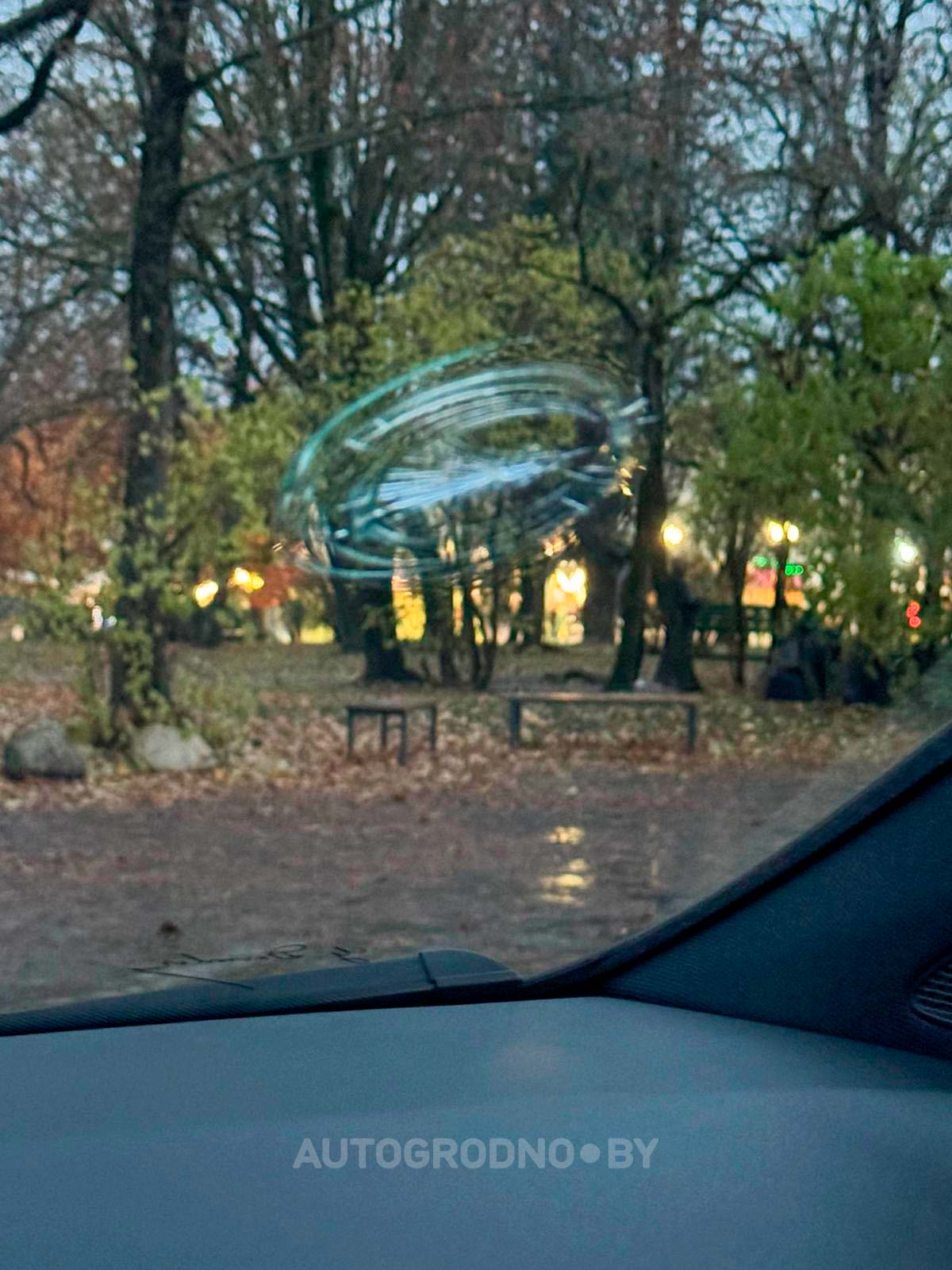 В центре Гродно ворона разбило ветровое стекло в легковушке