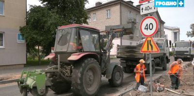 В Гродно продолжается ремонт улицы Гагарина. Длина участка – порядка одного километра