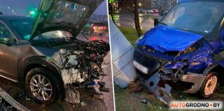 На Индурском шоссе ГАЗ врезался в ящик "управления светофорами". Перед этим было жесткое столкновение с MAZDA