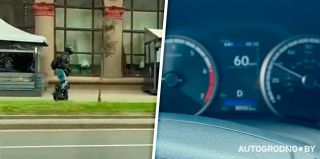 В Минске мужчина на моноколесе разогнался до 60 км/ч по тротуару? Очевидец и ГАИ показали его заезд