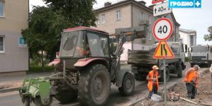 В Гродно продолжается ремонт улицы Гагарина. Длина участка – порядка одного километра