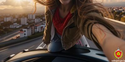 Девушка упала с крыши автомобиля, пытаясь сделать фото