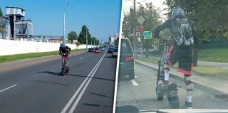Белорус ездит на самокате по дорогам: «Если останавливает ГАИ — плачу штраф»