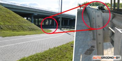 Так выглядит опасная велодорожка Гродно возле Восточного моста, где уже 2 человека получили травмы