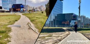 Люди сделали тропинку к "Тринити" в Гродно – коммунальщики уложили плитку