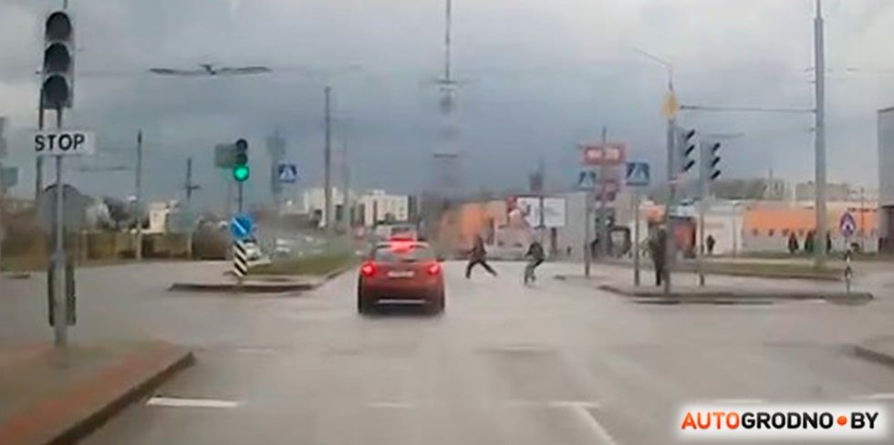 Отличная реакция водителя спасла жизнь девочке в Гродно. Видео