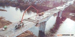 Реконструкцию моста на Поповича в Гродно засняли с квадрокоптера