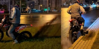 Ночью в Минске парень на мотоцикле рыл газон и выложил видео к себе в ТикТок: реакция ГАИ последовала в тот же день