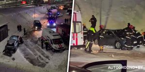 ЧП возле Тринити: автомобиль съехал с высокого склона. На месте 2 скорые и автомобили МЧС